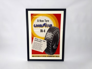 NOS 1930s Goodyear Tires R-1service station poster.