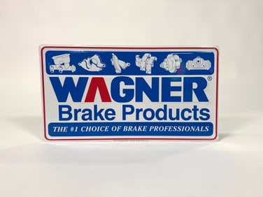 NOS vintage Wagner Brake products single-sided tin sign.