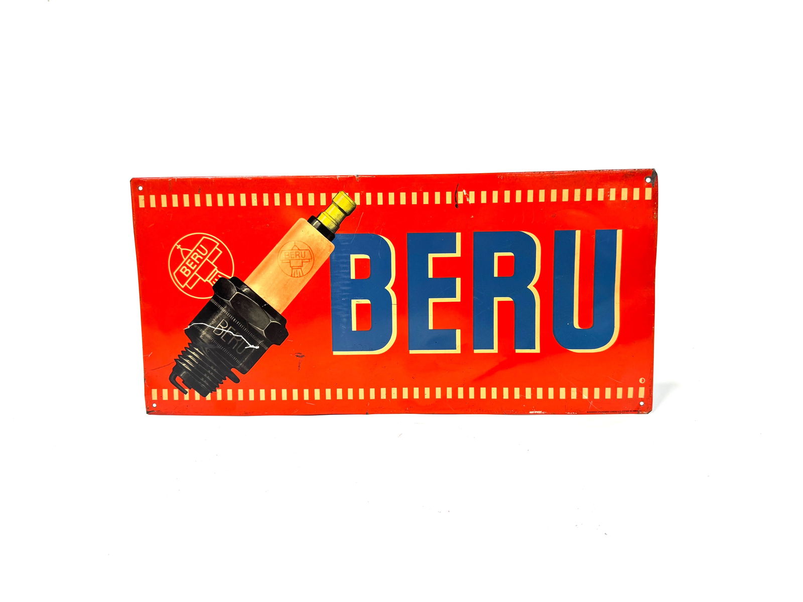 Unusual 1940s Beru spark plugs single sided 10 garage sign. (1 of 1)