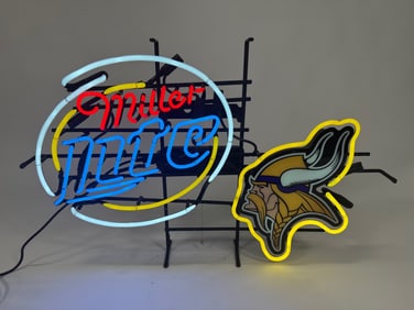 Minnesota Minnesota Vikings Miller Lite Beer, Neon Tavern sign.
