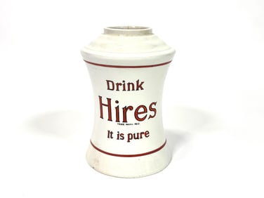 Scarce 1920s Drink Hires Root Beer ceramic syrup dispenser.