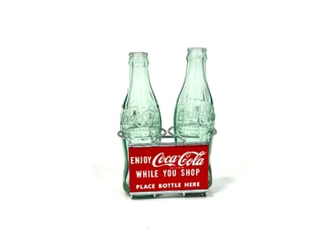 NOS 1950s Coca-Cola grocery store shopping cart metal bottle holder.