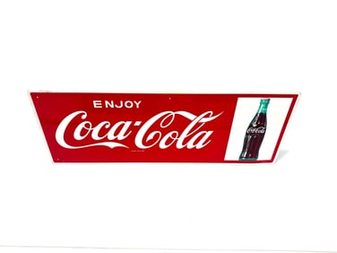 NOS early 1960s Enjoy Coca-Cola single sided tin sign.