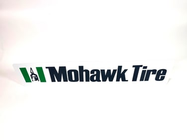 NOS vintage Mohawk Tires single-sided tin garage sign.