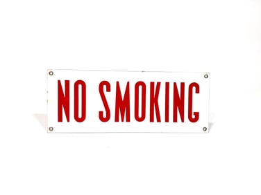 Circa 1940s no Smoking single sided porcelain fuel island service station sign.
