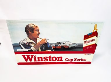Large 1981 Nascar Winston Cup Series single-sided cigarettes tin sign.