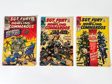 Lot of three 1967 Sgt. Fury and his Howling Commandos comics by Marvel