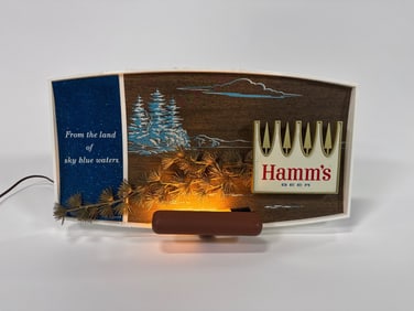 Uncommon 1960s Hamm’s Beer lighted Tavern placard.