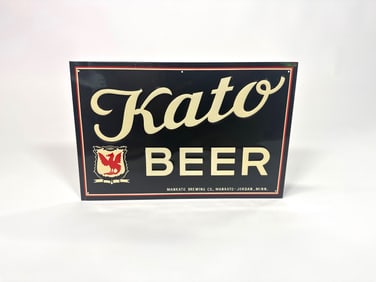 Circa 1930s 40s Kato Beer single sided Beer tin tavern sign.