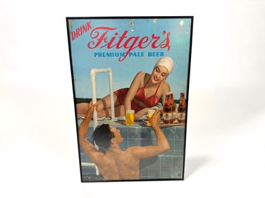 Scarce 1940s Fitger’s Brewing, single sided store, display cardboard sign.