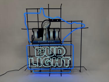 Large Bud Lite Beer Minnesota Super Bowl neon Tavern sign