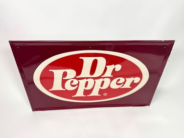 NOS late 1960s – early 70s Dr Pepper single sided tin soda sign.