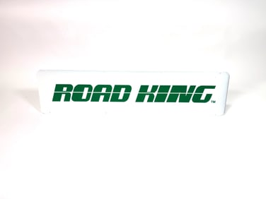 NOS vintage Road King Tires double sided tin garage sign.