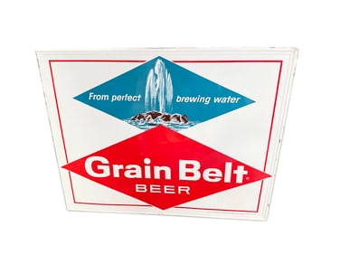 NOS large early 1960s Grain Belt Beer single sided wood frame back 10 tavern sign.