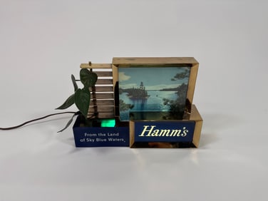 Late 1950s Hamm’s Beer lighted, cash register tavern sign.