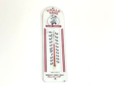 1950s Ewald Brothers, Golden Guernsey milk tin thermometer