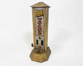 1920s Safety Matches one cent countertop coin operated dispenser.