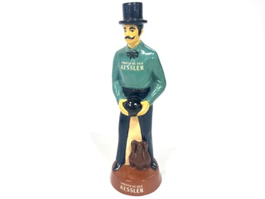 1950s Kessler Whiskey bowler themed chalk bar back display piece.