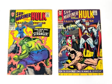 Lot of two 1967 Sub-Mariner and the Incredible Hulk Tales to Astonish comics by Marvel