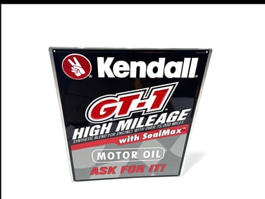 NOS Kendall Motor Oil single-sided embossed garage sign.