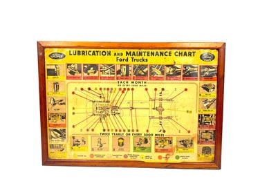 1930s Ford Trucks service department lubrication poster.