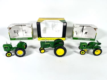 Lot of three John Deere Die Cast Metal Replica Tractors by SpecCast with boxes