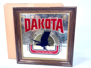 NOS vintage Dakota wheat brewed beer glasss-faced  Tavern mirror.