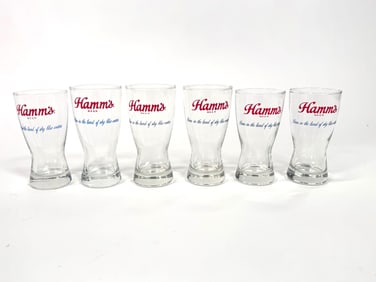 Lot of six circa 1960s Hamm’s Beer Tavern glasses.