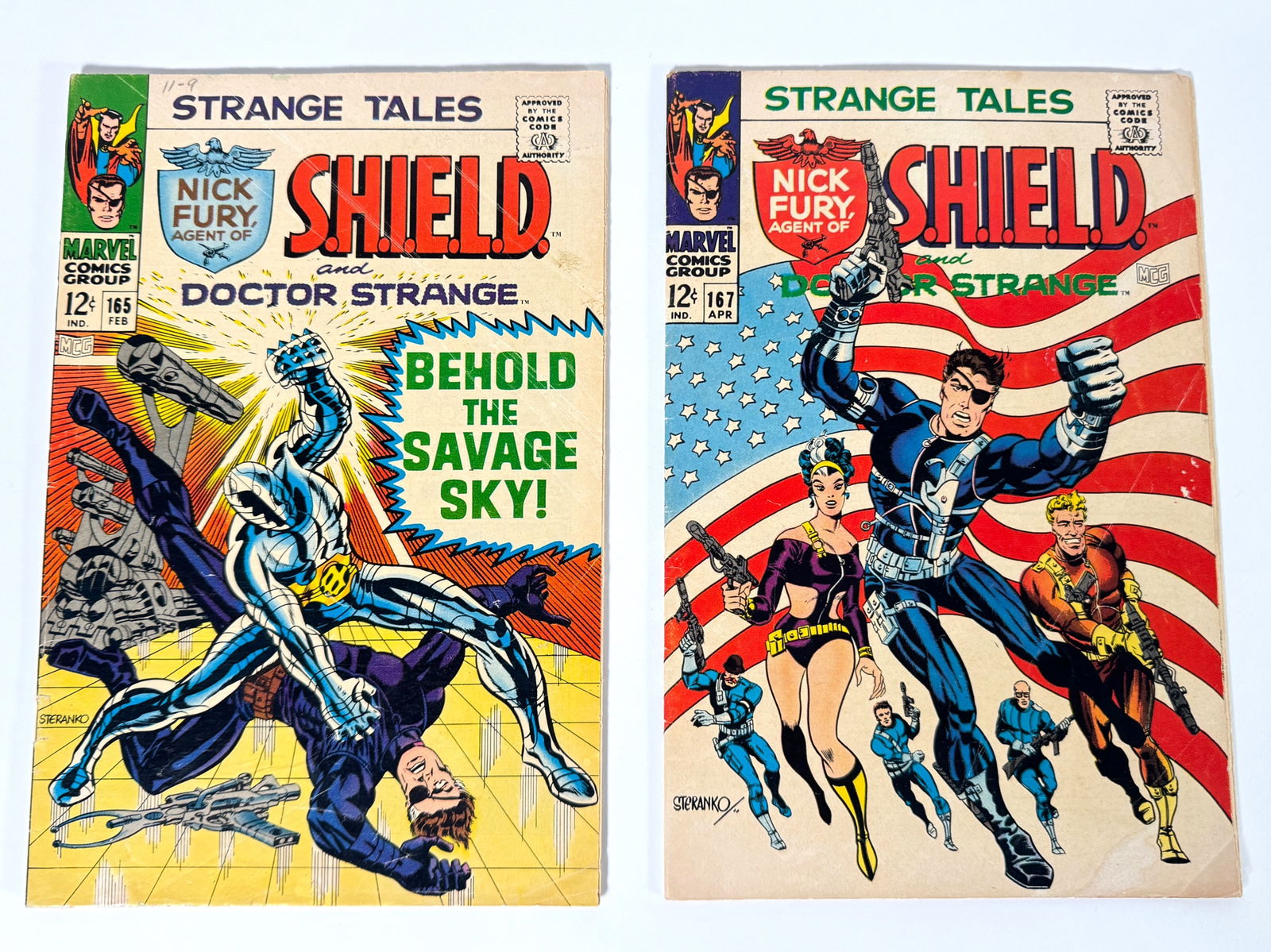 Lot of two Strange Tales Nick Fury Agent of S.H.I.E.L.D. and Doctor Strange comics by Marvel (1 of 2)
