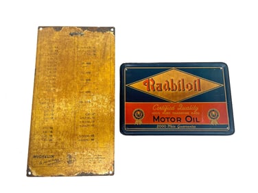Lot of two 1930s – 40s European tin automotive signs.