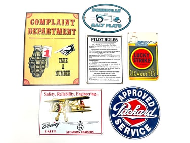 Lot of six reproduction signs.