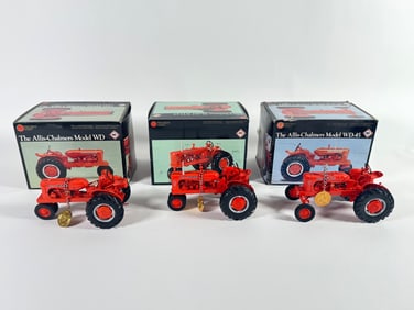 Lot of three Precision Series Allis-Chalmers tractors by Ertl with boxes
