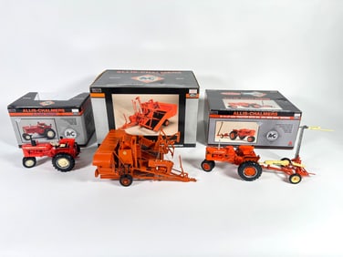 Lot of three Classic Series Allis-Chalmers tractors and harvester by SpecCast with boxes