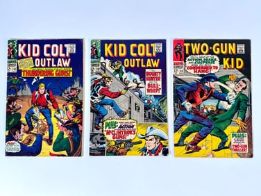Lot of three 1967 Kid Colt Outlaw and Two-Gun Kid comics by Marvel