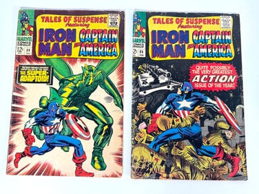 Lot of two 1966 and 1967 Tales of Suspense featuring Iron Man and Captain America comics by Marvel