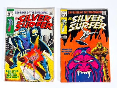 Lot of two 1969 Sky-Rider of the Spaceways! The Silver Surfer comics by Marvel