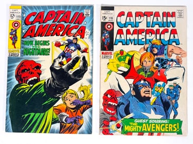 Lot of two 1969 Captain America comics by Marvel