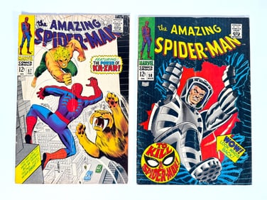 Lot of two 1968 The Amazing Spider-Man comics by Marvel