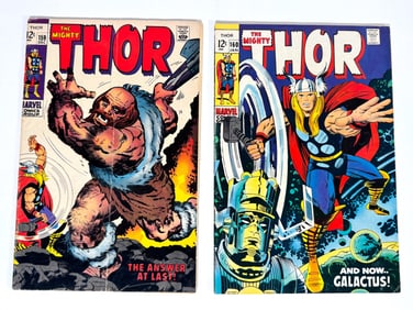 Lot of two 1968 and 1969 The Mighty Thor comics by Marvel