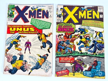 Lot of two 1964 and 1965 The X-Men comics by Marvel