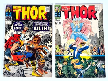Lot of two 1967 The Might Thor comics by Marvel