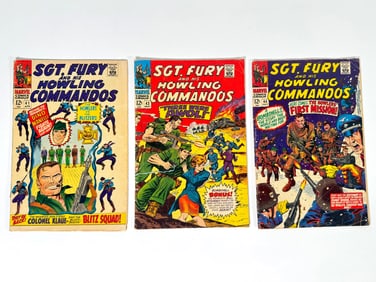 Lot of three 1967 Sgt. Fury and His Howling Commandos comics by Marvel