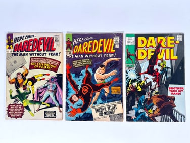 Lot of three 1965 and 1968 Here Comes...Daredevil The Man Without Fear! And Dare-Devil comics by