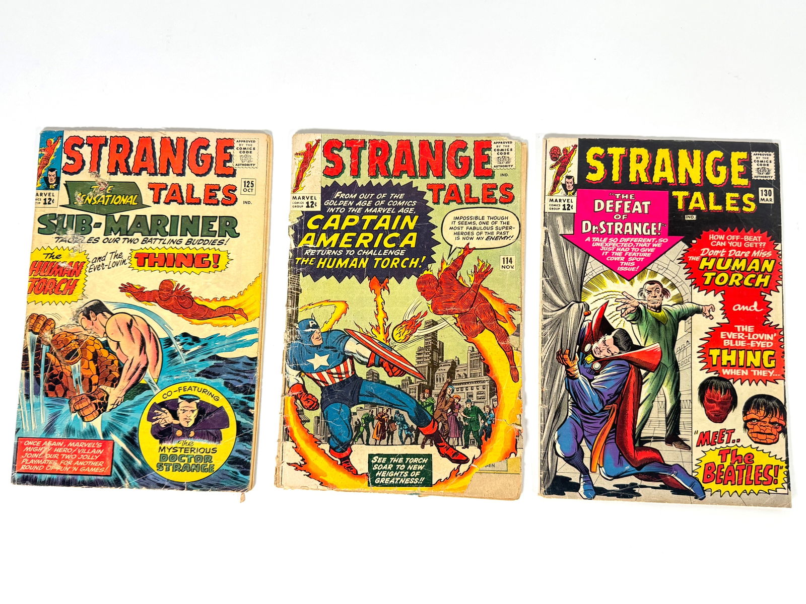 Lot of three 1963, 1964 and 1966 Strange Tales comics by Marvel (1 of 2)