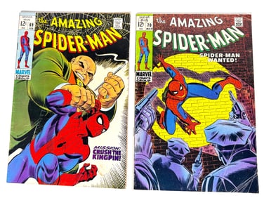 Lot of two 1969 The Amazing Spider-Man by Marvel