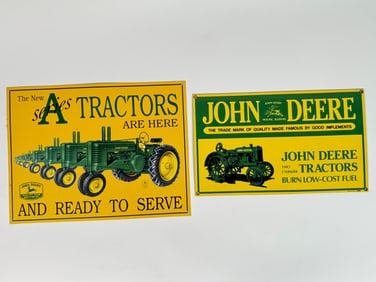 Lot of two John Deere metal signs