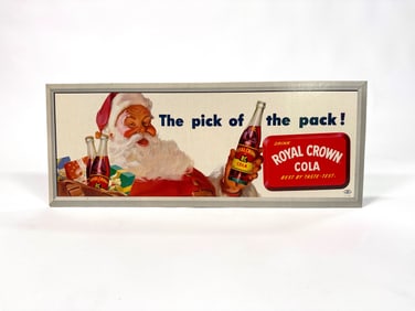 NOS 1948 RC Cola Santa Claus trolley cardboard sign.