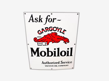 Late 1920s Mobil Gargoyle Oil porcelain cabinet sign