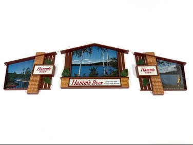 Set of three early 1960s Hamm’s Beer three-dimensional chalet style Tavern signs.