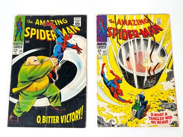 Lot of two 1968 The Amazing Spider-Man comics by Marvel
